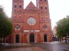 Facade of the catholic Cathedral/Minster St. Mary in Hamburg