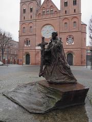 Sculpture of Saint Ansgar on the cathedral square in Hamburg