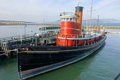 Vintage tugboat Hercules docked at Hyde Street Pier in San Francisco