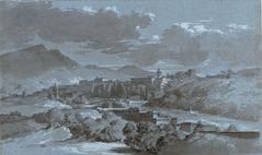 Italian landscape with rolling hills and dramatic sky