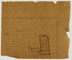 Architectural drawing fragment of Saint-Médard church plan with elevations and sections, 1861
