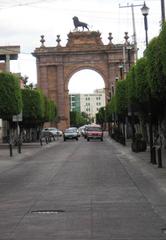 Historic Lion Gate entrance on Calzada de los Heroes in Leon Guanajuato Mexico