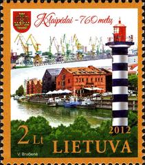 Lithuanian stamps from 2012 featuring national symbols and landmarks