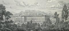 Burghölzli Clinic around 1890 historic black and white image
