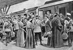 Departure of military field hospitals to the Far East from Moscow Kursk railway station on July 26, 1900 during the Boxer Rebellion