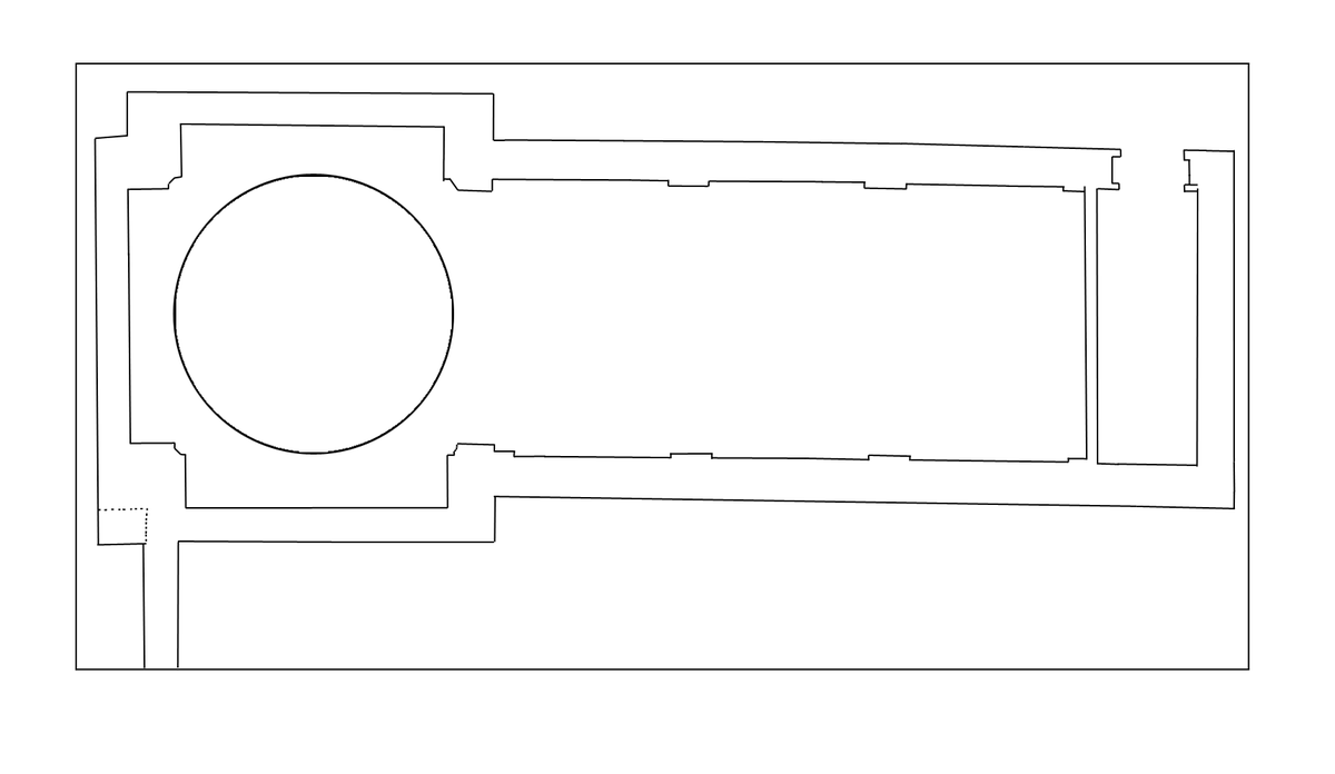 Architectural floor plan drawing of the chapel of the Venerable Third Order in the former San Francisco convent, Valladolid, Spain, created in 1654