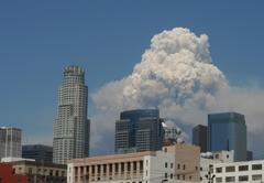 Pyrocumulus cloud over Downtown Los Angeles during August 2009 Station Fire