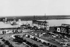 Construction of the Huey P. Long Bridge in Jefferson Parish Louisiana
