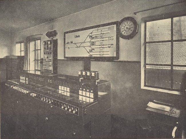 Interior of the signal box at Porto - São Bento Railway Station in 1934
