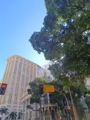 Cinelandia square area in downtown Rio de Janeiro with historic buildings and urban landscape