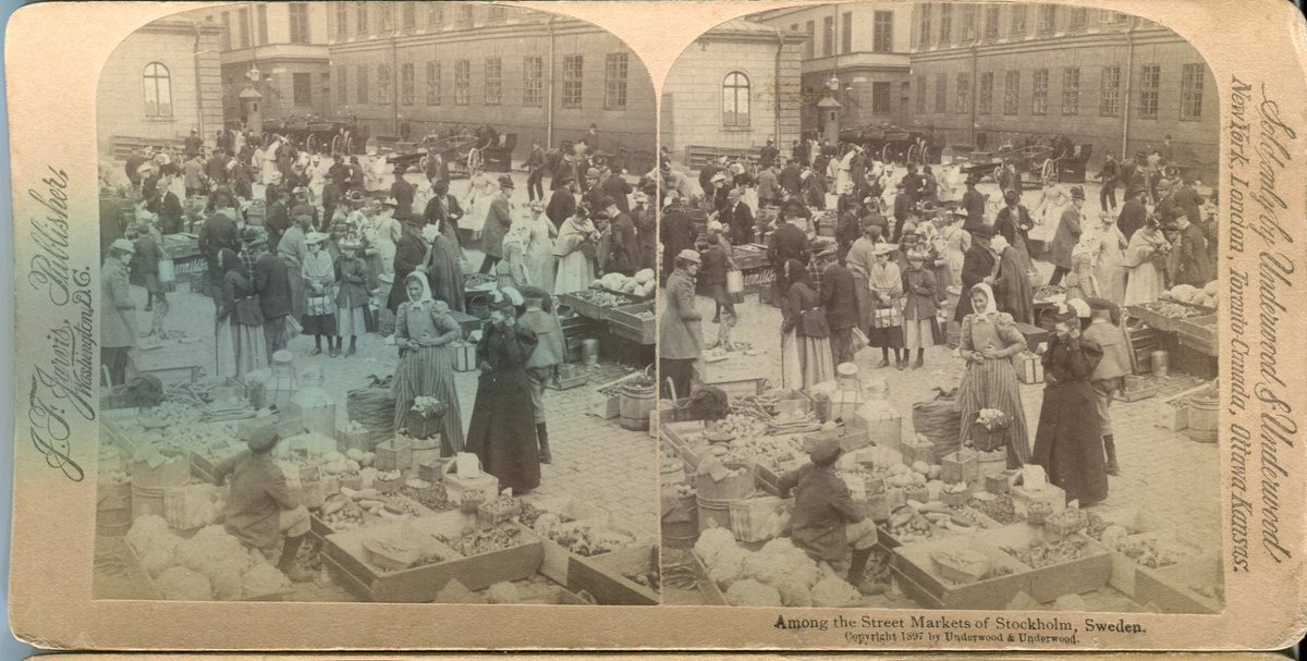 Historic view of Stockholm Gamla Stan in 1897 with old buildings and cobblestone streets