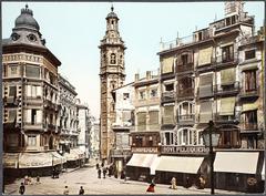 Plaza de la Reina in Valencia around 1880 vintage photolithograph