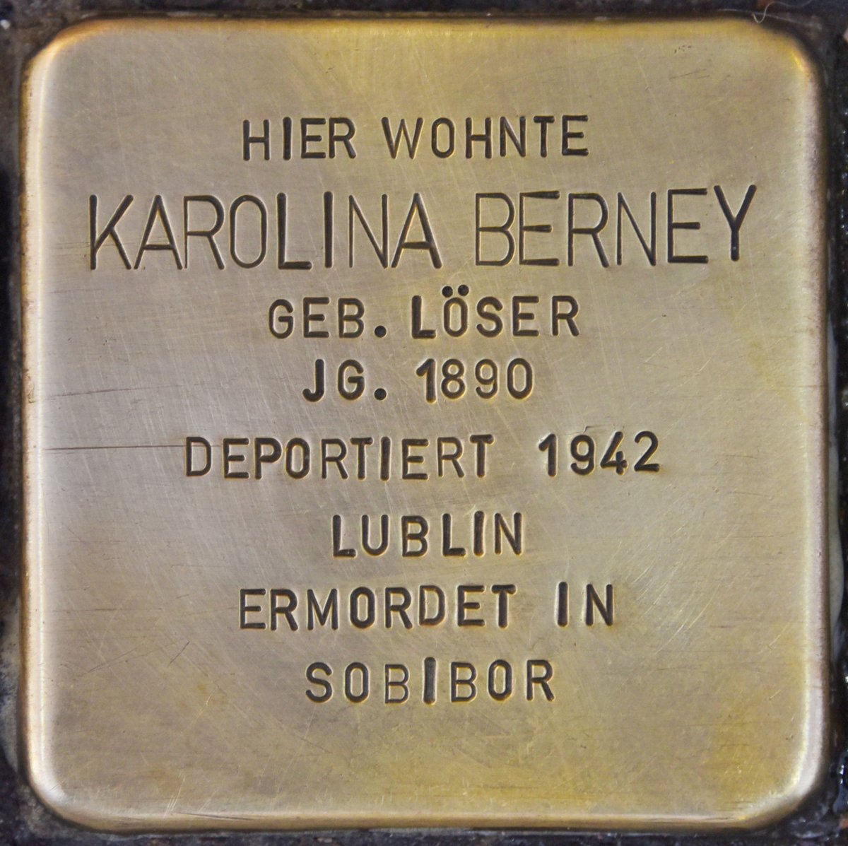 Stolperstein memorial stone dedicated to Karolina Berney in Wiesbaden Germany