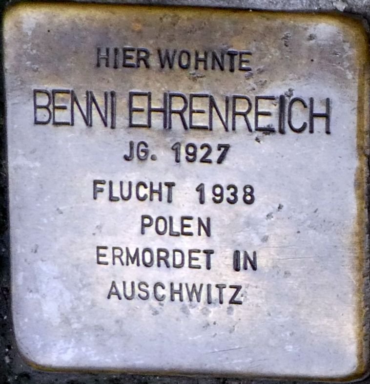 Stolperstein commemorating Benni Ehrenreich in Wiesbaden, Germany on Neugasse 3