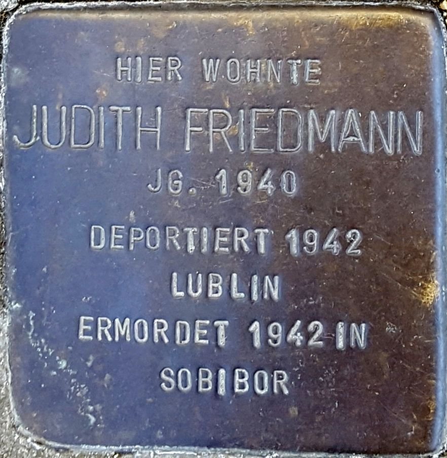 Stolperstein dedicated to Judith Friedmann in Wiesbaden, Germany on Herderstr. 11