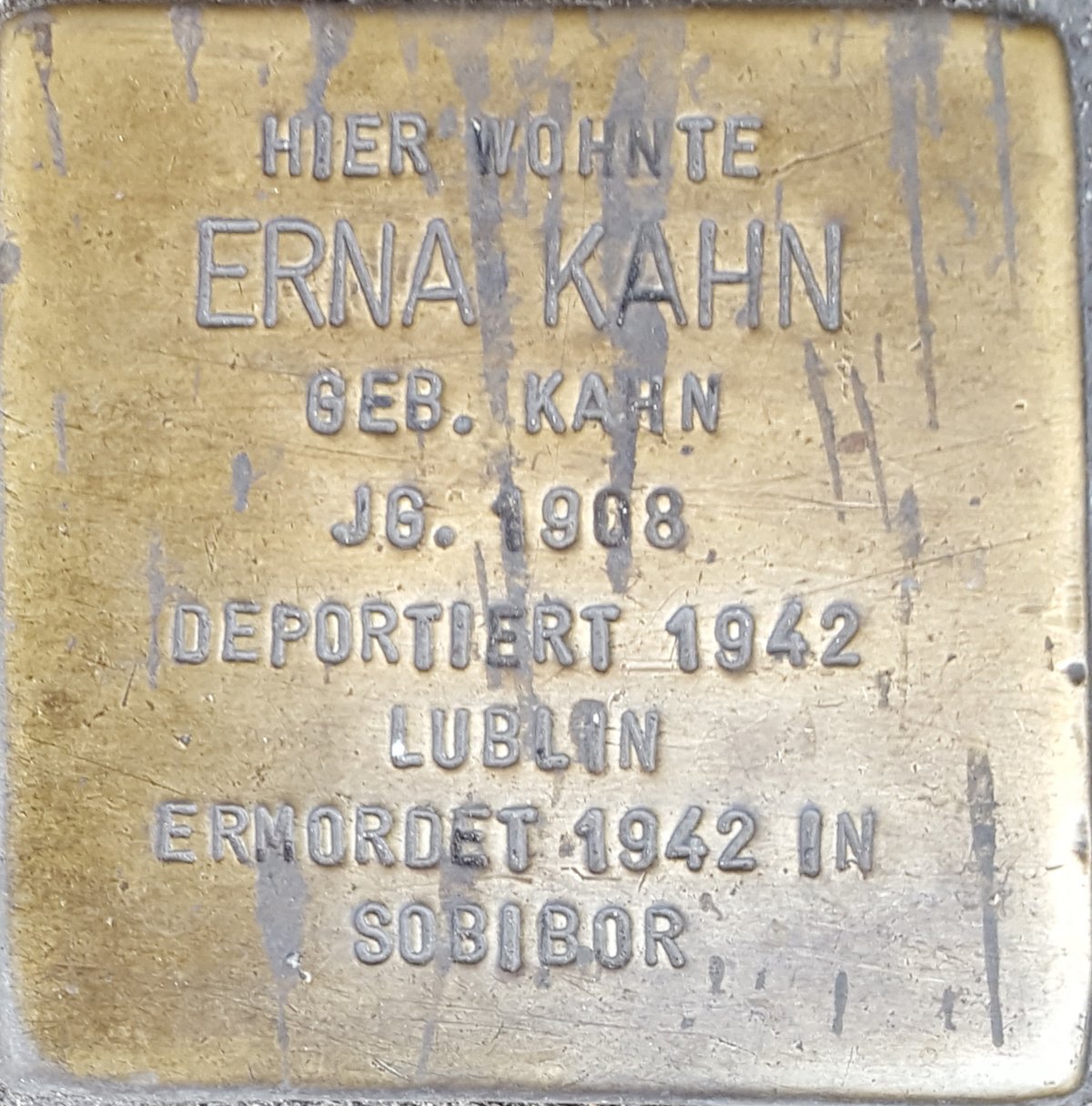 Stolperstein dedicated to Erna Kahn Geb. Kahn in Wiesbaden Germany