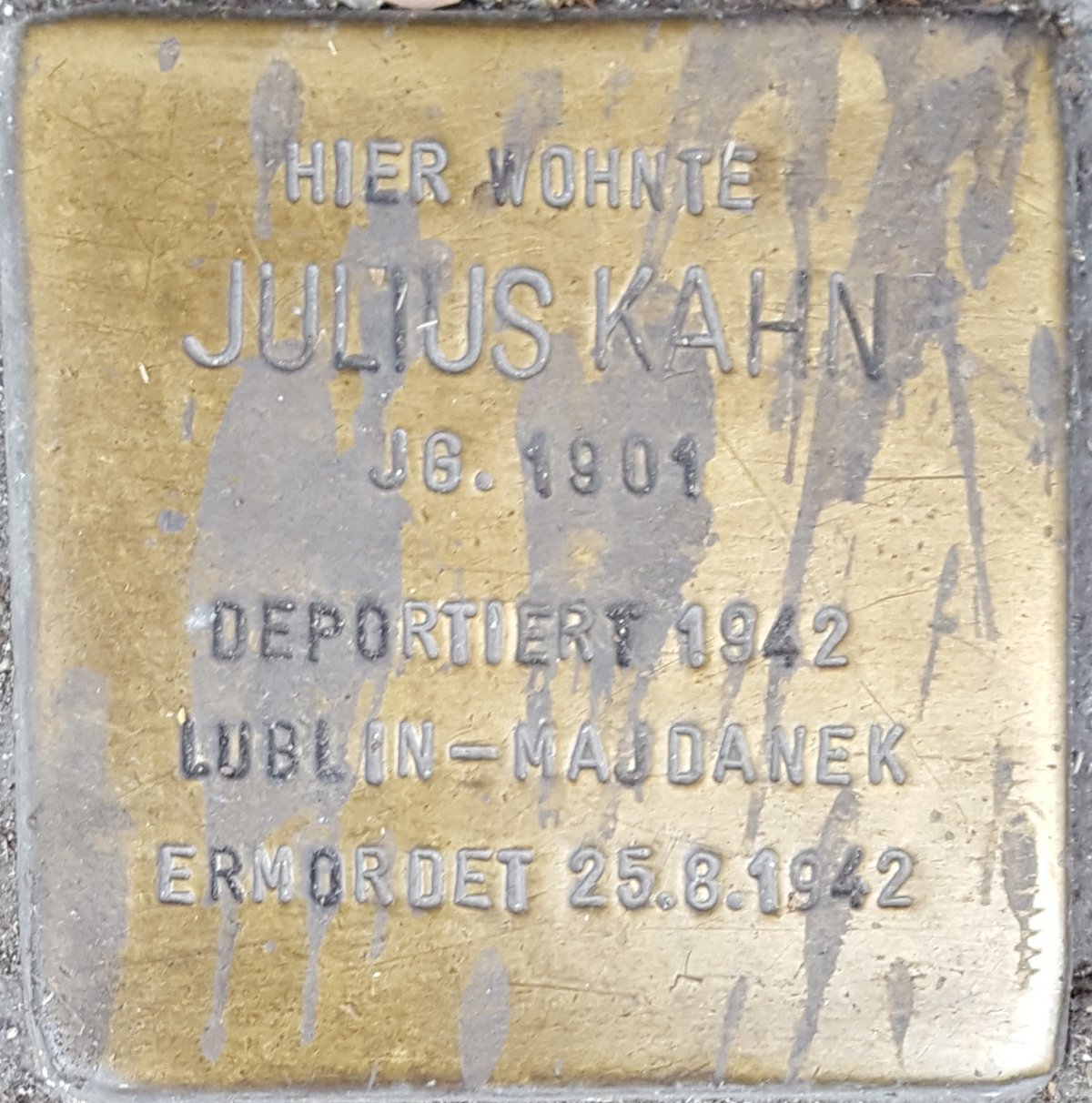 Stolperstein dedicated to Julius Kahn in Wiesbaden, Germany
