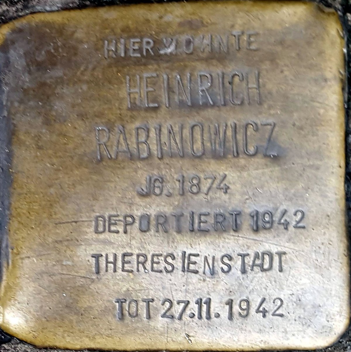 Stolperstein memorial stone dedicated to Heinrich Rabinowicz in Wiesbaden, Germany