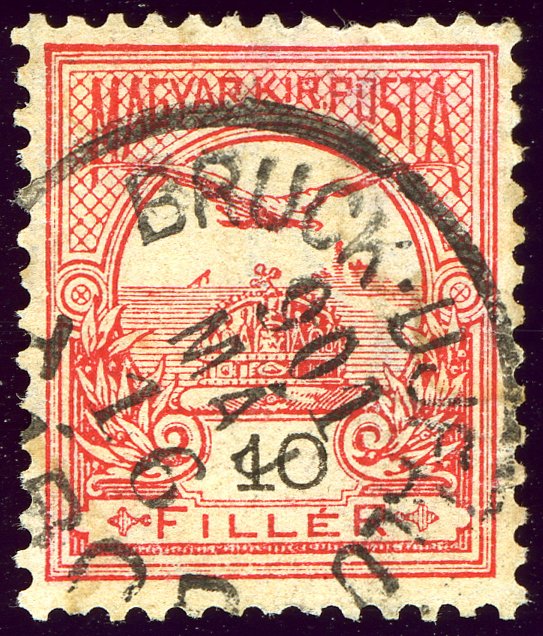 Stamp of Kingdom of Hungary 10 fillér 1900 canceled BRUCK-UJFALU - TÁBOR 1901