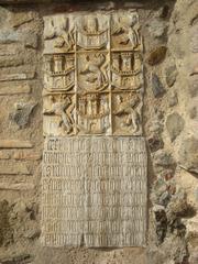 Alcántara Bridge in Toledo Spain closeup detail of stone arches