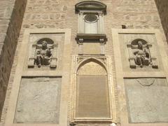 Detail of Alcántara Bridge with stone arches in Toledo Spain