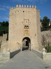 Alcántara Bridge tower in Toledo Spain