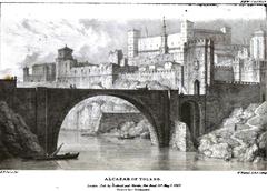 Alcázar of Toledo historic fortress in 1823 painting
