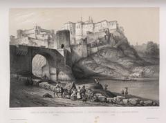 Puente de Alcántara bridge with Alcázar and Convento de la Concepción Francisca in Toledo, Spain