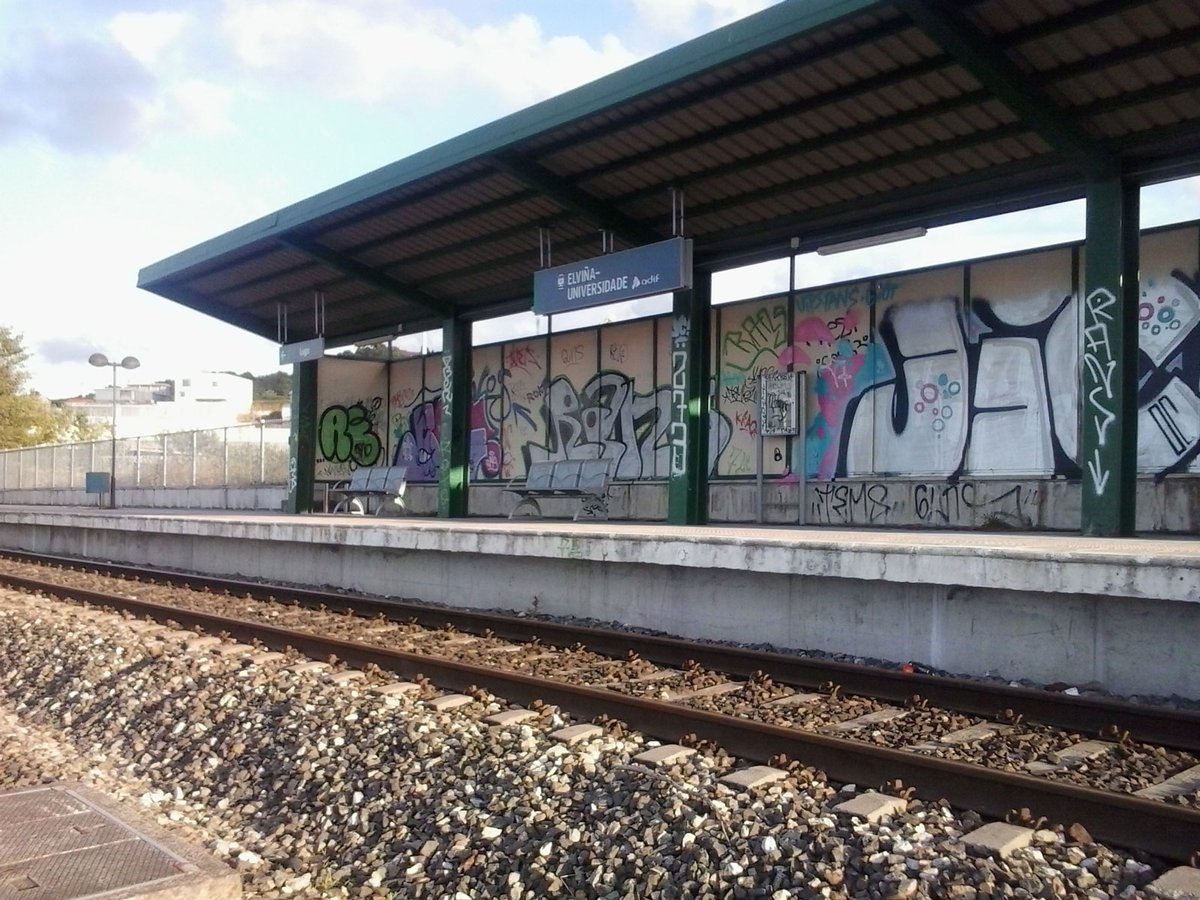 Elviña-Universidad train station platform in A Coruña Spain