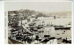 Panoramic view of Ancona city with coastline and hills
