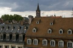 View of Strasbourg cityscape from the tower of Strasbourg Cathedral in Alsace, France