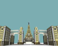 3D rendering of the Palace of Soviets in the Soviet Union