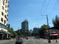 Slavija Square with Hotel and Church of Saint Sava dome in Belgrade