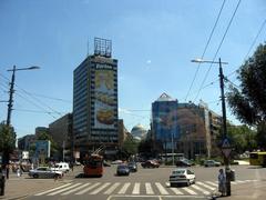 Slavija Square and Hotel with dome of Church of Saint Sava in Belgrade