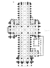 Detailed architectural floor plan of Laon Cathedral in France