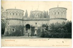 Historic black and white photograph of Fort Thüngen (Drei Eicheln) in Luxemburg, circa 1903