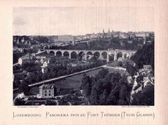 Panoramic view of Luxembourg city from Fort Thüngen showing historical and modern buildings