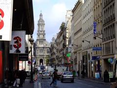 Street Rue de la Chaussée d'Antin leading to the Church of the Holy Trinity in Paris France