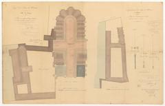 Architectural drawing of lightning rod project for Meaux diocesan buildings including the cathedral, episcopal palace, and grand seminary in Seine-et-Marne from 1830