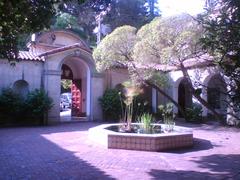 Entry courtyard with a fountain at the San Francisco Art Institute