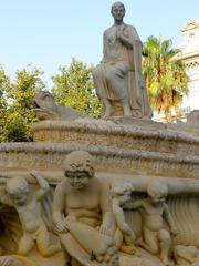 Fuente de Híspalis fountain in Sevilla with ornate sculptures and water basins