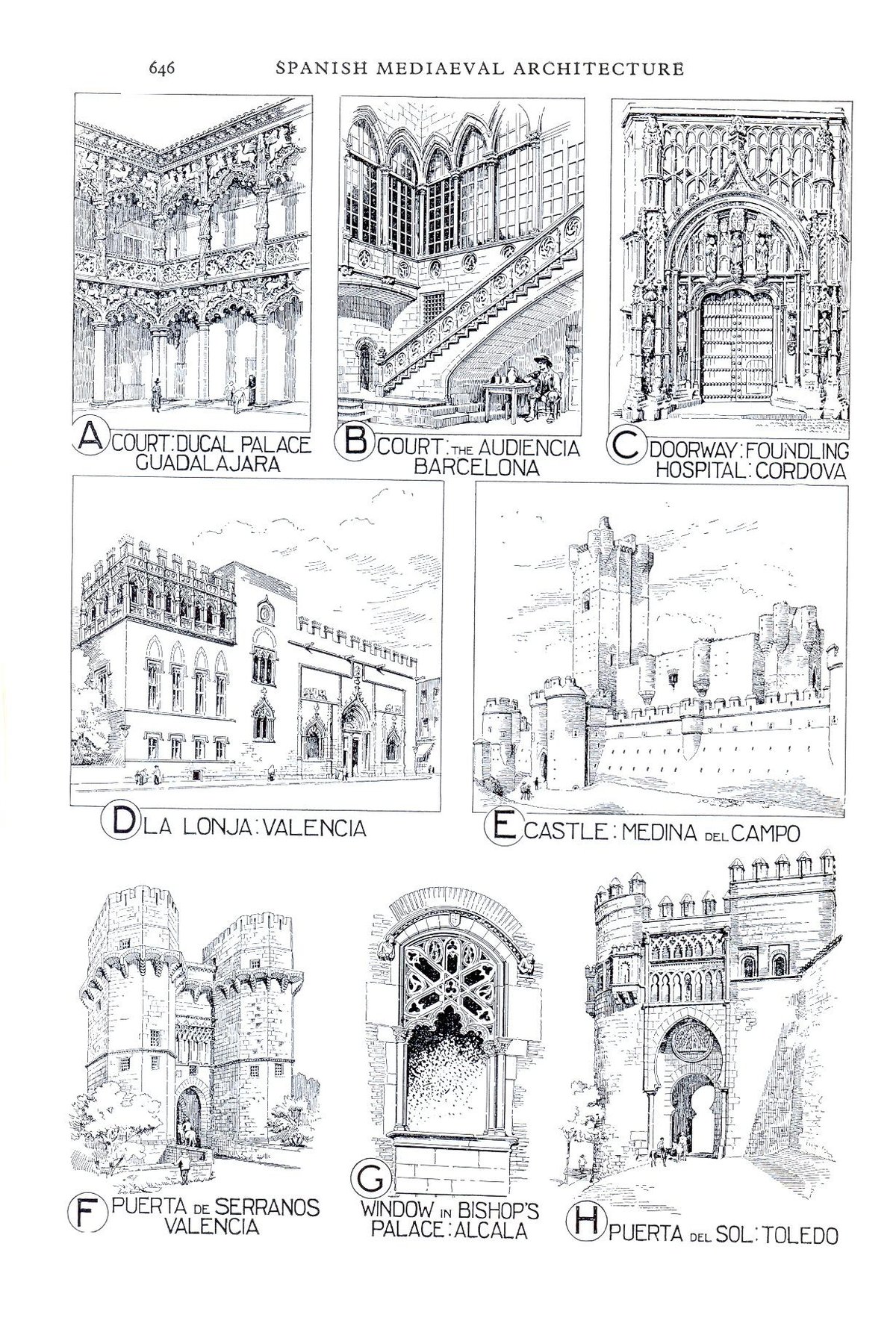 Details of Spanish medieval architecture showing intricate designs and craftsmanship