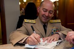 Adm. James Stavridis signing his book at Pritzker Military Library event in Chicago
