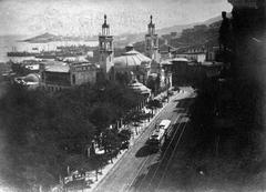Communist Street in Baku city with historical buildings and street view