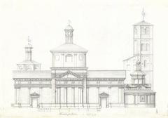 Rear view of the historic church Santa Maria presso San Satiro in Milan