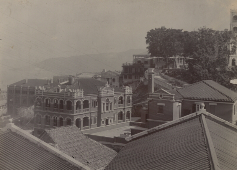 The Bacteriological Institute building in Hong Kong, historic black and white photograph