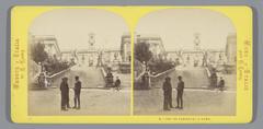 Historic stereophotograph of the Capitoline Hill and Palazzo Senatorio in Rome with monuments, statues, and palace front steps under natural daylight