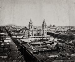 View of Lima's Plaza Mayor facing the cathedral in 1870