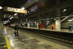 Mexico City Metro train arriving at station