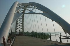 Arch bridge over Humber Bay where Humber River meets Lake Ontario